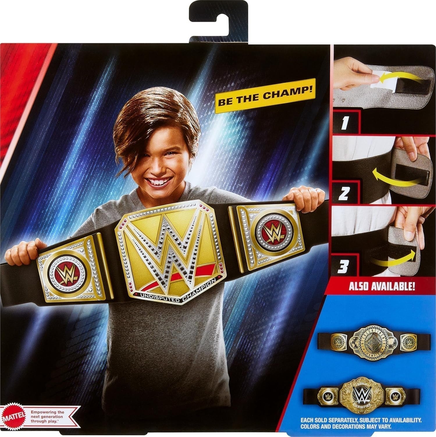 Mattel Mattel WWE Championship Belt, nesporný WWE Universal Championship Role Play A Kostým, Přibl. 100 cm dlouhý pásek z umělé kůže s jedinečným střihem, HYJ35 Akční figurky Naty Shop