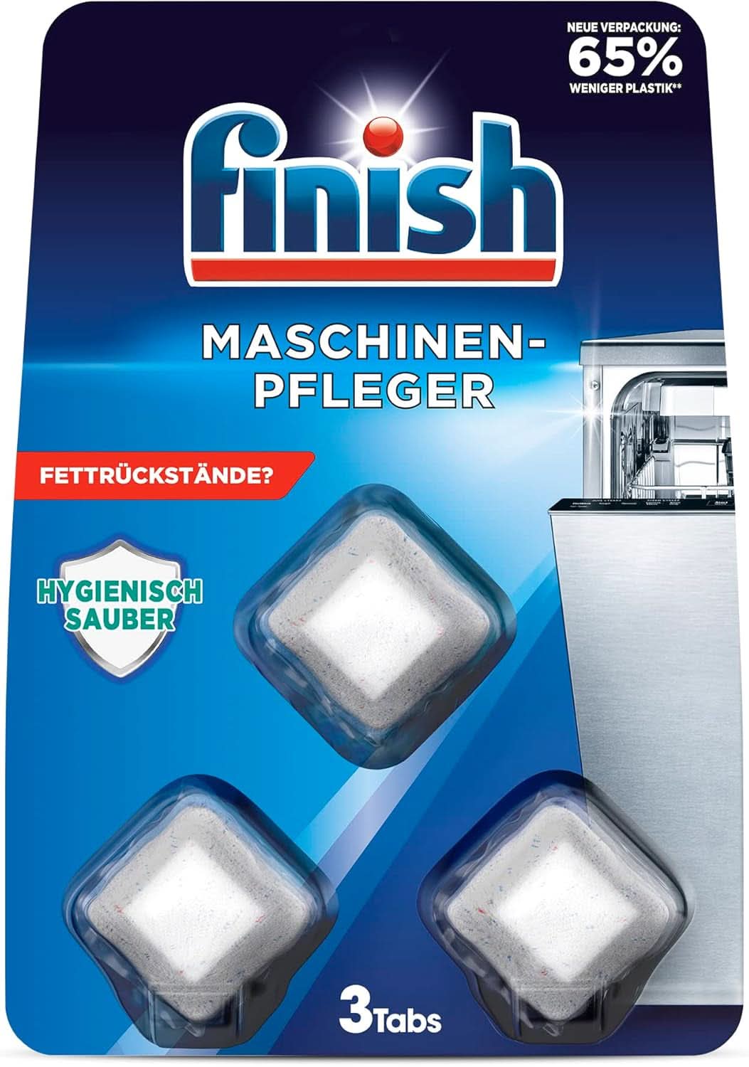 Finish Machine Cleaner Tabs - Tablety do myčky proti nečistotám a mastnotě uvnitř myčky, 3 karty Naty Shop Set 3 tablety