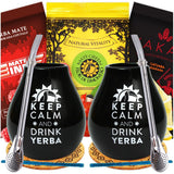 Yerba Mate čajová sada pro dva 150G | Čaj maté s guaranou a ovocem | Sypaný čaj Yerba Mate | Keramický kalíšek černý matný 350 ml | Ocelové brčko Bombilla Liza 19 cm