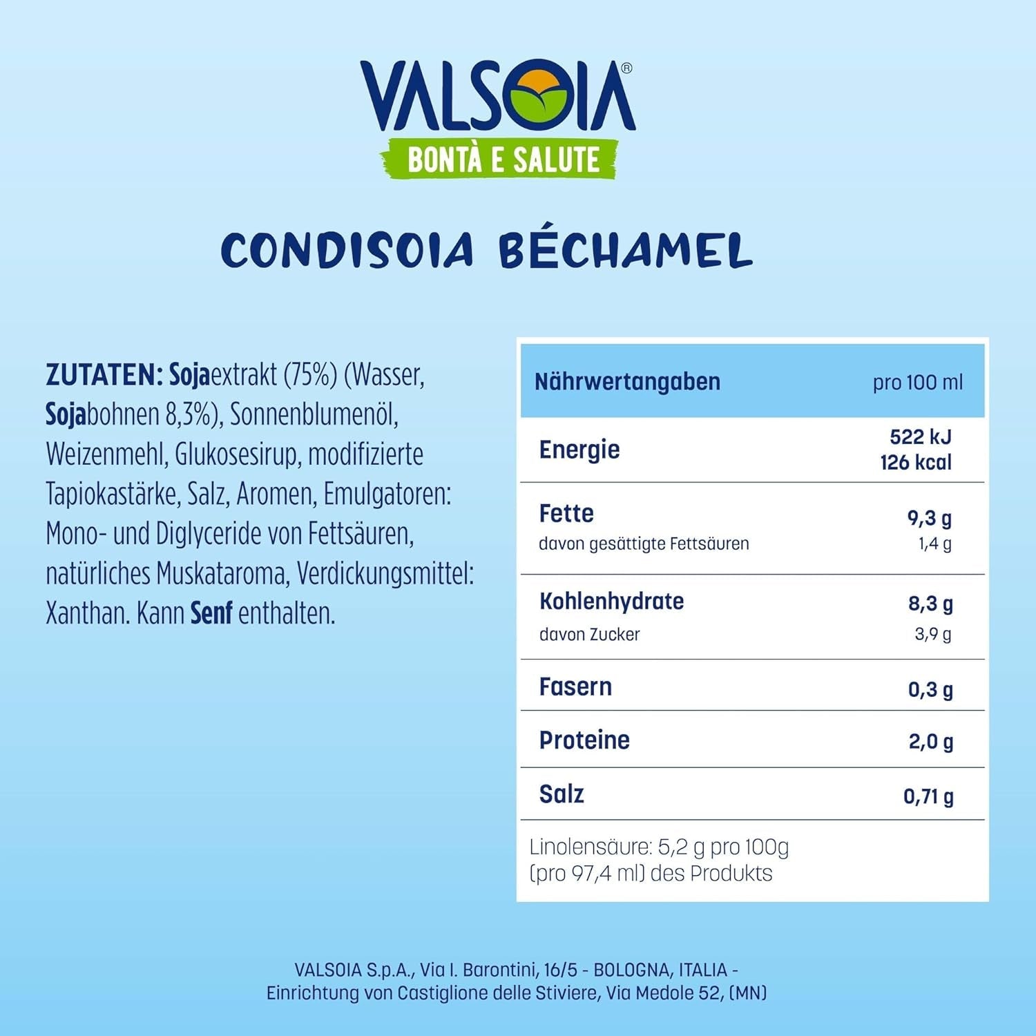 Bešamelový kondicionér, Béšamel bez laktózy, Všestranné při vaření, Ideální pro vegany a vegetariány, 6 x 200 ml