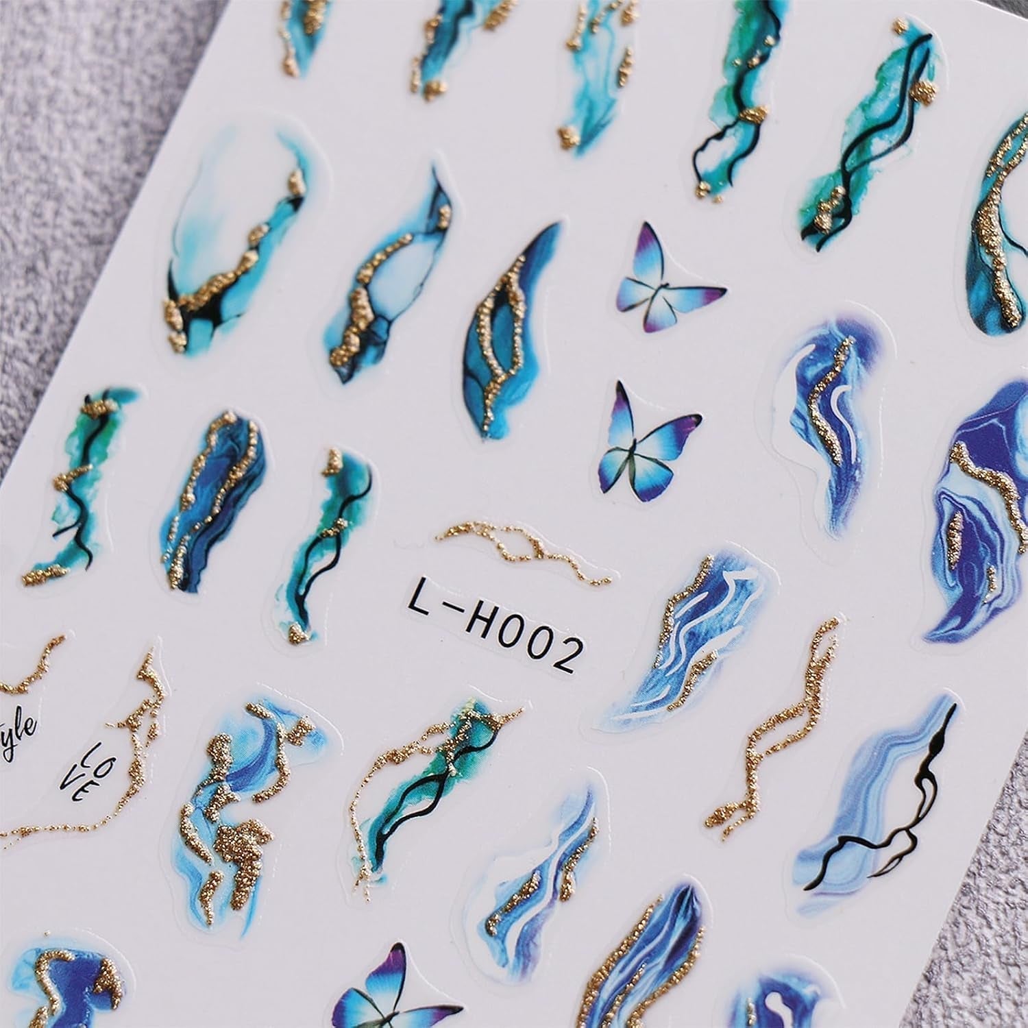 JMEOWIO Nálepka na nehty Marmor Französische Spitze 10 Blatt Nálepka na nehty Selbtklebend Nagelaufkleber Bunt Dekoration Nageldesign Zubehör