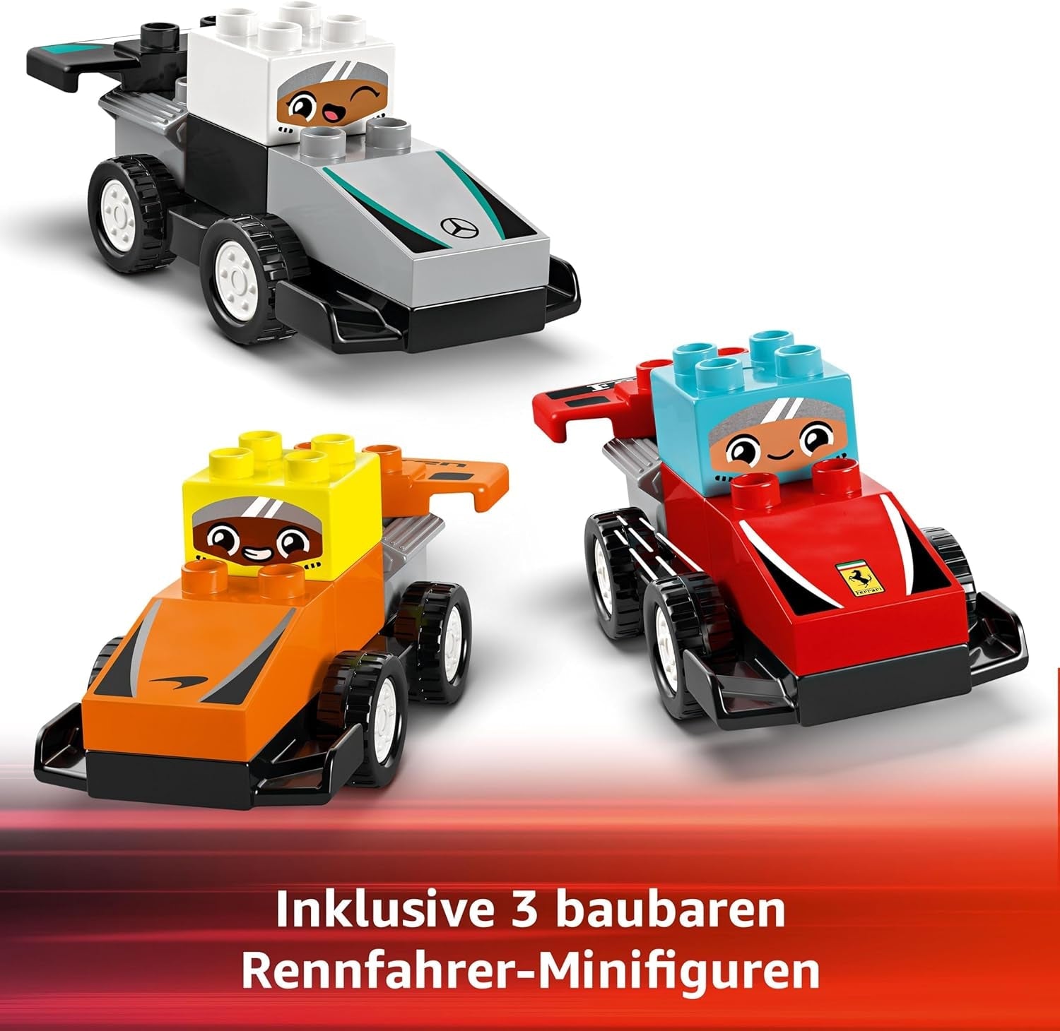 LEGO DUPLO Town F1 Team Závodní auta se závodníky, stavebnice pro celou rodinu, nápaditý herní zážitek, narozeninový dárek pro batolata, chlapce a dívky od 2 let 10445 Stavebnice Besuche den LEGO-Store