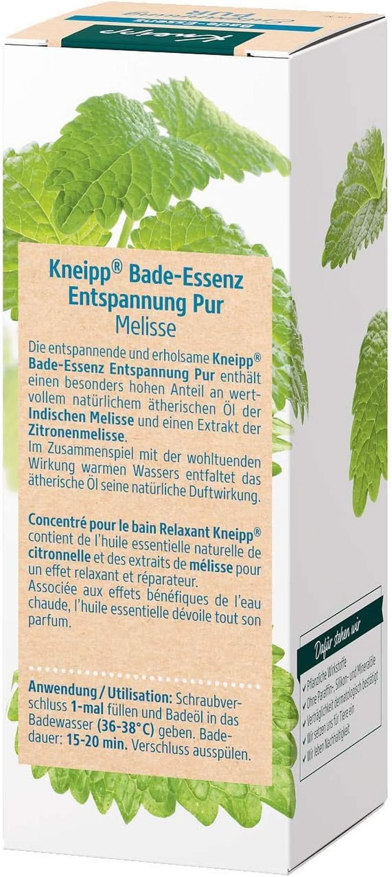 Kneipp Bade, koupelový olej s přírodním esenciálním olejem indické meduňky a extraktem z meduňky, 100 ml Naty Shop