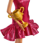 Módní tančící panenka Barbie s nařasenými červenými šaty, taneční boty, hnědé vlasy a doplňky pro taneční trofeje, panenky JFR09 Naty Shop