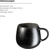MÄSER Carellia 12dílná snídaňová sada - keramika z Portugalska - reaktivní glazura - 4 dezertní talíře 23 cm, 4 misky 15 cm, 4 hrnky na kávu 430 ml - vhodné do myčky a mikrovlnné trouby, šedá