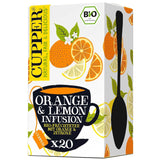 CUPPER Organický ovocný čaj "Pomerančový a citronový nálev", 20 nebělených čajových sáčků, organický, fair trade