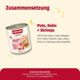 Animonda Carny mokré krmivo pro kočky krůta + kuře + krevety (6 x 800 g), mokré krmivo bez obilovin a cukru s čerstvými masovými přísadami