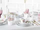 CreaTable, 24024, Square Orchid Series, 18dílná sada nádobí pro 6, Porcelánový kávový servis, Vhodné do myčky a mikrovlnné trouby, Kvalitní výroba