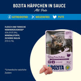 Bozita Pouch Nassfutter Häppchen v omáčce s kuřecím masem - 12x85g Portionsbeutel getreidefreies & weizenfreies Futter für Katzen - Katzennassfutter für erwachsene Katzen mit 8,5% Protein & 4,5% Fettgehalt