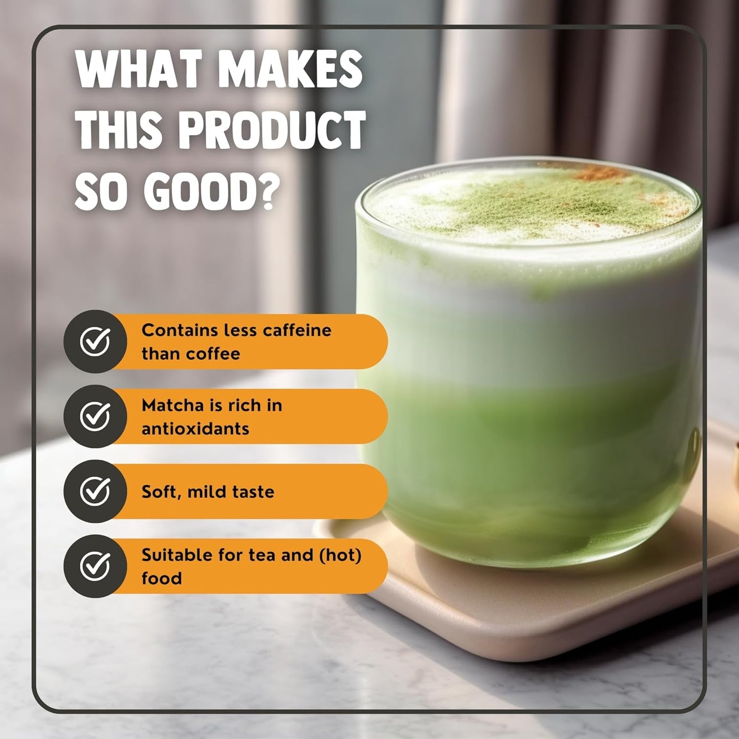 Cupplement Matcha 90 gramů bio - Nejkvalitnější práškový zelený čaj - Bez bambusové metly a drátu - Kuchařství - Sada pro začátečníky - Latte - Šlehačka - Japonsko - Prášek - Čaj - Drát - Sáček - Smoothie