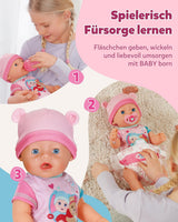 BABY Born Emma - panenka 43 cm - 10 funkcí včetně příslušenství a matrace - Plně funguje bez baterií - Vhodné pro děti od 3 let