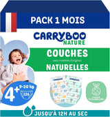 - Velikost plenky 4+ 9-20 kg – Ökologische Babywaidern – natürliche Babypflege, hypoalergen, ohne Parfüm und auslaufsicher – hermestellung in Frankreich – 126 jednorázových plen – 1 měsíc