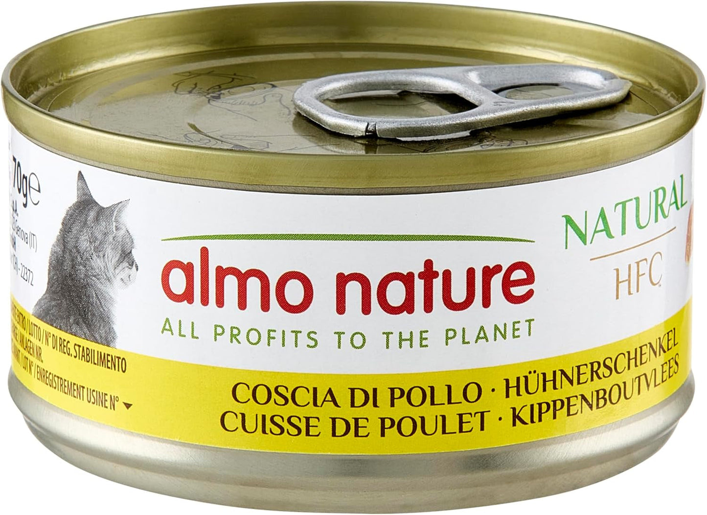 Almo Nature HFC Mokré přírodní krmivo pro kočky - kuřecí stehýnka, balení 24 ks (24 x 70 g)