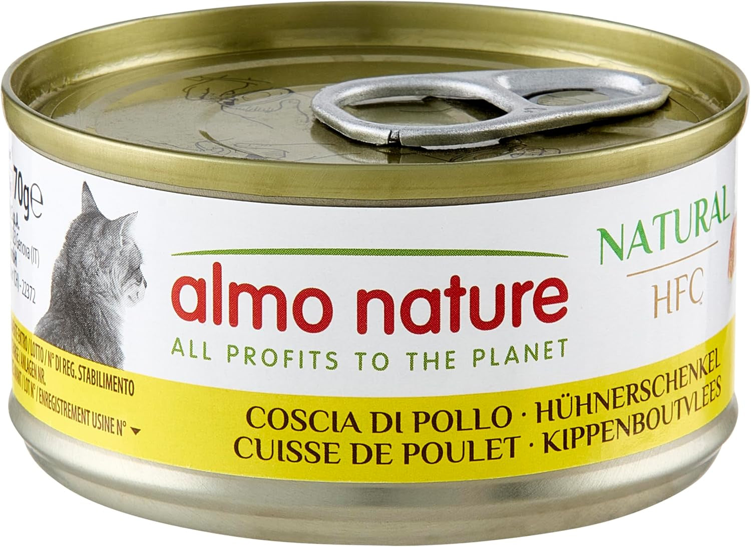 Almo Nature HFC Mokré přírodní krmivo pro kočky - kuřecí stehýnka, balení 24 ks (24 x 70 g)