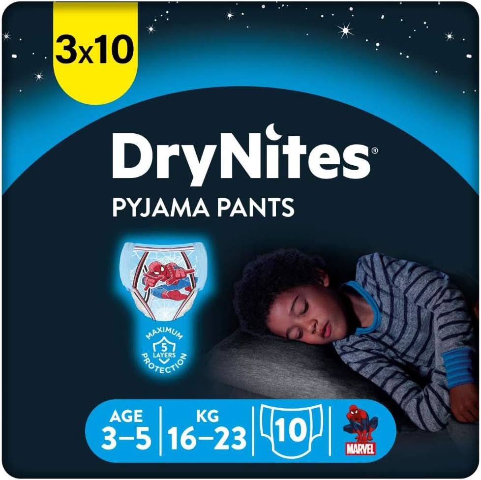 Noční plenky HUGGIES Drynites, pro chlapce 4-7 let (17-30 kg), 30 kusů Naty Shop 30 kusů 3 - 5 let (16 - 23 kg)