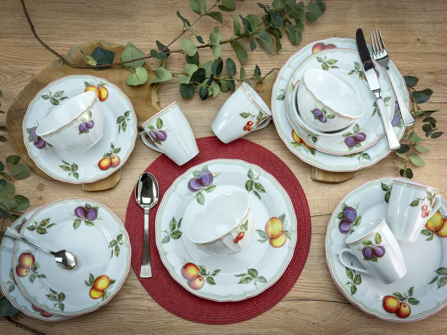 CreaTable, 16999, Flora ORCHARD Series, 16dílná sada nádobí pro 4, Porcelánová kombinovaná služba, Vhodné do myčky a mikrovlnné trouby, Vyrobeno v Evropě