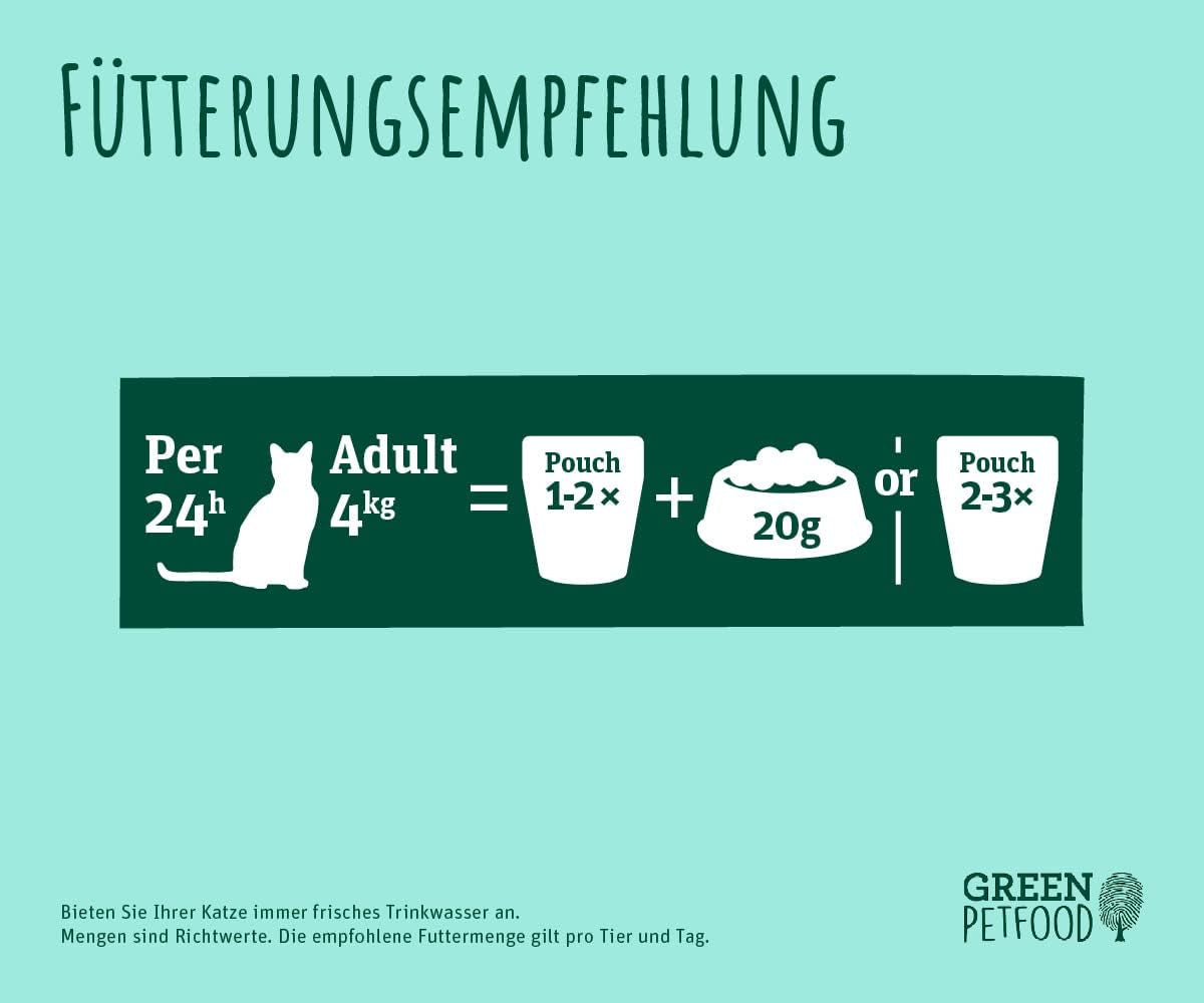 Green Petfood FairCat Multipack (6 x 85 g) | Dospělý | Prémiové vlhké krmivo pro odrostlé kočky 6 verschiedenen leckere Sorten im Multipack | getreidefrei | Katzenfutter nass | 6 balení