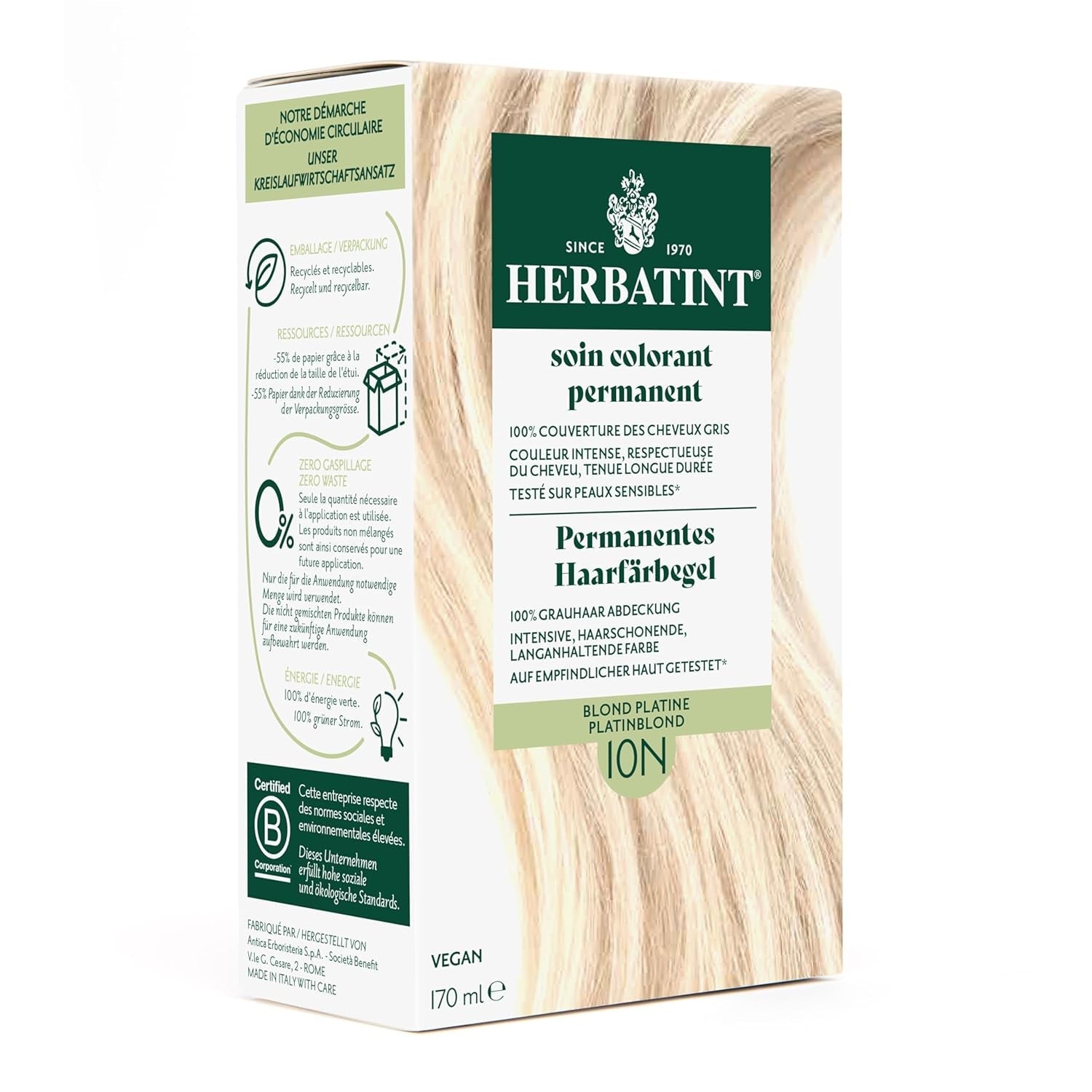 Permanentní gel k barvení vlasů 6N tmavá blond - 170 ml I Bez amoniaku, 100% krytí šedivých vlasů I Testováno na citlivé pokožce, s 8 rostlinnými extrakty