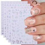 JMEOWIO Nálepka na nehty Mond Stern Schlange 10 Blatt Nálepka na nehty Selbtklebend Nagelaufkleber Aurora Dekoration Nageldesign Zubehör