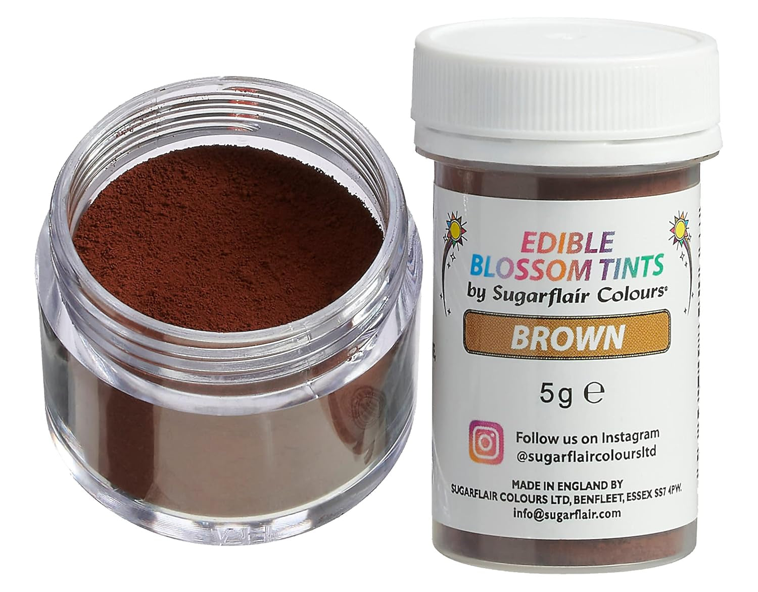 Sugarflair Blossom Tint Dust Dust Brown - Potravinářské barvivo v prášku na ozdoby dortů, fondant, polevu, čokoládu, máslový krém, makronky a další - 5G