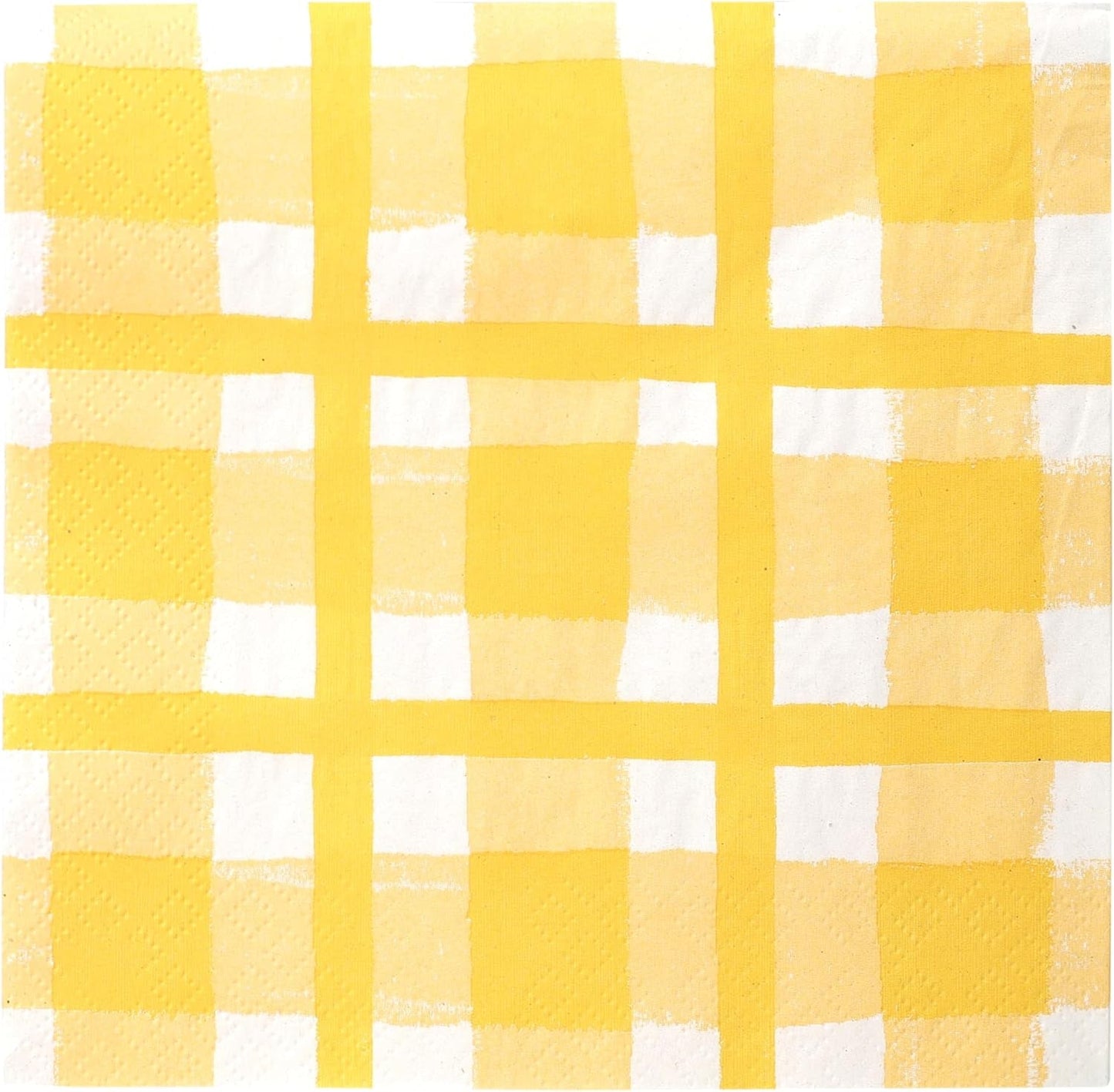 Mluvící stolky 20 x Yellow Gingham jednorázové recyklované papírové ubrousky pro venkovní letní pikniky a večeře, ekologické pro narozeninové oslavy, Velikonoce, svatby, grilování, 3 vrstvy 33 cm
