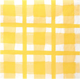 Mluvící stolky 20 x Yellow Gingham jednorázové recyklované papírové ubrousky pro venkovní letní pikniky a večeře, ekologické pro narozeninové oslavy, Velikonoce, svatby, grilování, 3 vrstvy 33 cm