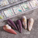 JMEOWIO Třpytky na nehty 12 mřížek Aurora Nail Art dekorace doplňky design nehtů