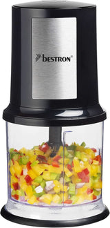 Bestron Elektrischer Multi-Zerkleinerer, Universalzerkleinerer Mit Zwei Schneidemessern & 500 ml Kapazität, Große Pulstaste, 400 Watt, Barva: Kupfer Kitchen Naty Shop Schwarz/Silber