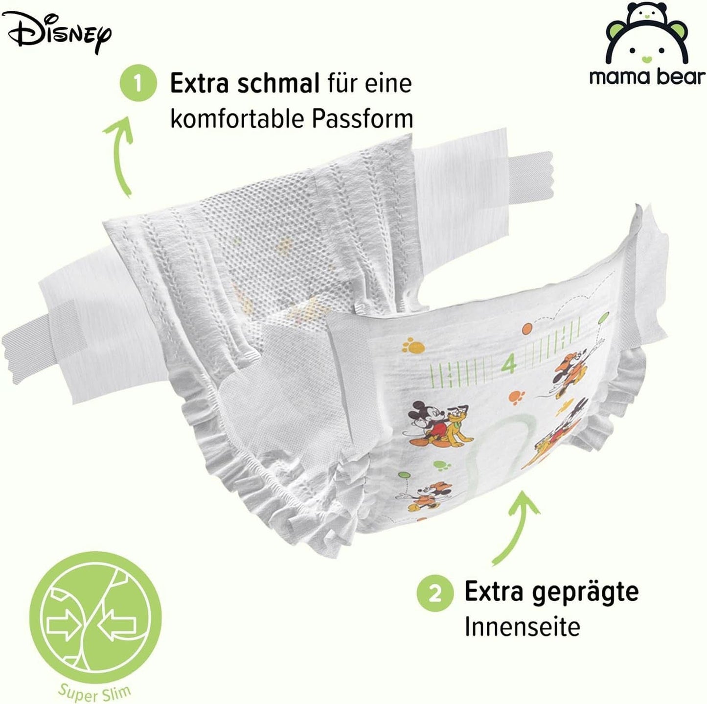 Plenky Mama Bear Disney Ultra Dry velikost 4 (8-14 kg), bílé, 84 kusů (1 balení) Naty Shop