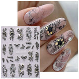 JMEOWIO 6 Blatt 3D Nagelsticker Frühlings Blume Nail Art Sticker Selbtklebend Nagelaufkleber 5D Stereoskopisch Bunte Summer Blumen Dekoration Nageldesign Zubehör