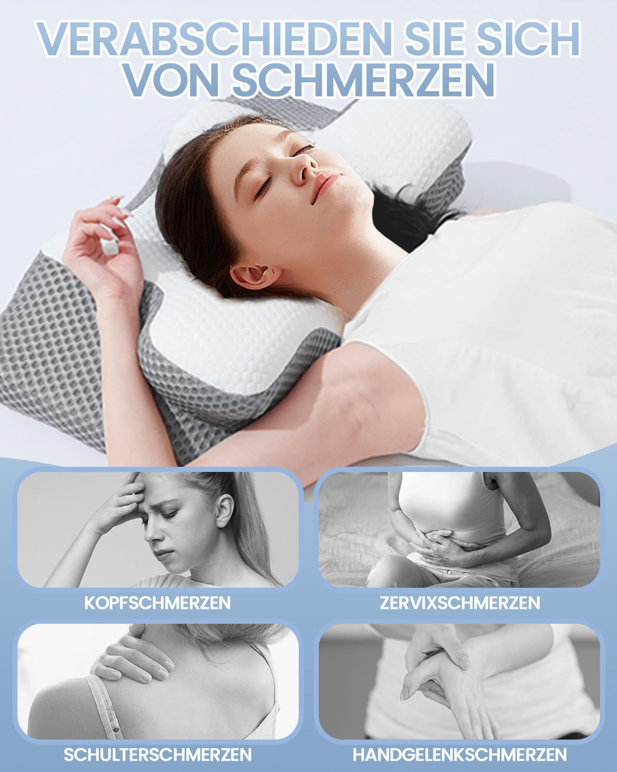 Polštář na krk 2 v 1 Polštář z paměťové pěny Ergonomický ortopedický polštář 2 Polštář na podporu krku na boky / záda / břicho Krční ortopedické polštáře Naty Shop