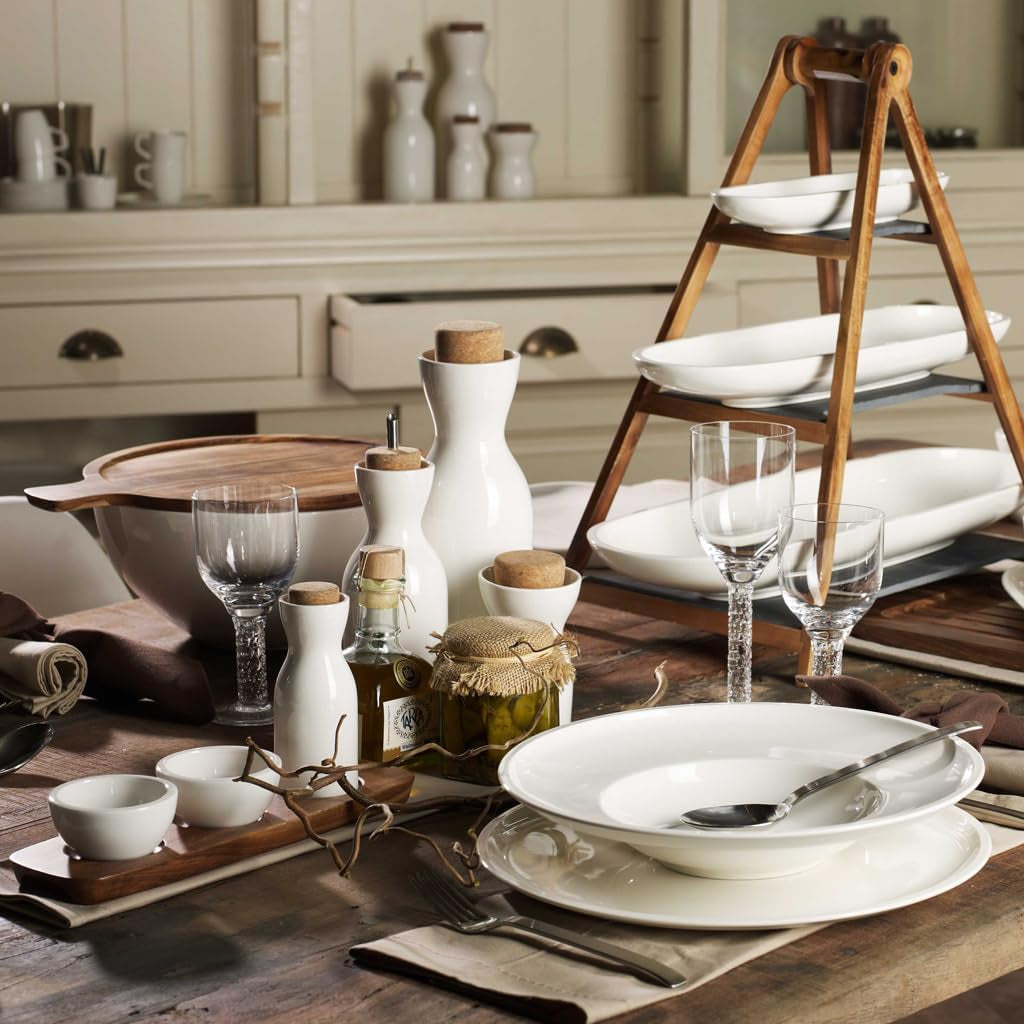 Villeroy & Boch - Artesano 6dílná sada nádobí pro 2, bílá, vhodná do myčky, vhodná do mikrovlnné trouby, sada příborů, sada talířů, jídelní talíře, snídaňové talíře, talíře, prémiový porcelán