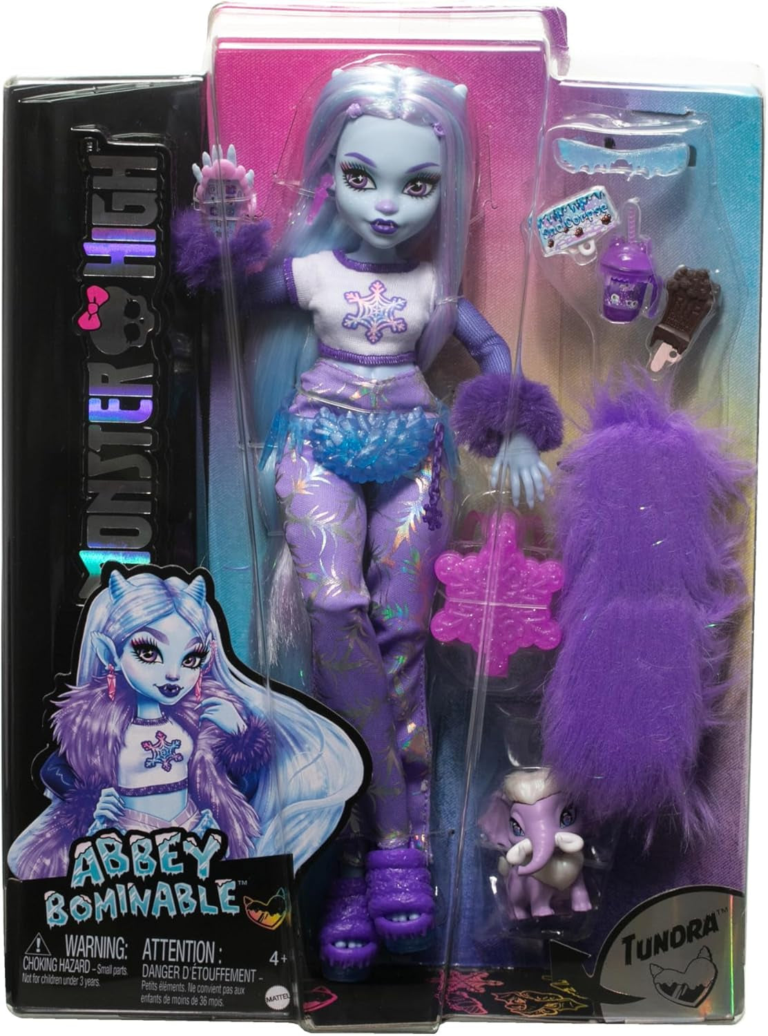 Monster High Abbey Bominable Yeti s mamutím mazlíčkem a příslušenstvím – strašidelný vzhled sněhových vloček pro děti 4+, HNF64 Naty Shop Dolls
