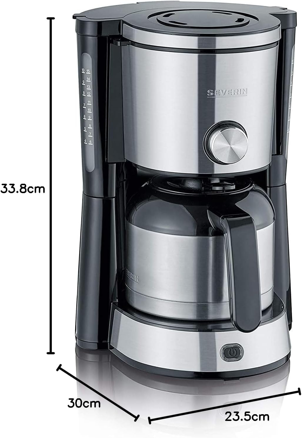 Espresso kávovar SEVERIN "TypeSwitch" s termální karafou, AromaSwitch pro výběr mezi 2 spařovacími profily, kávovar až na 10 šálků, 1000W, broušená nerez-černá, KA 4845