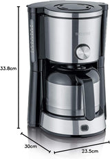 Espresso kávovar SEVERIN "TypeSwitch" s termální karafou, AromaSwitch pro výběr mezi 2 spařovacími profily, kávovar až na 10 šálků, 1000W, broušená nerez-černá, KA 4845