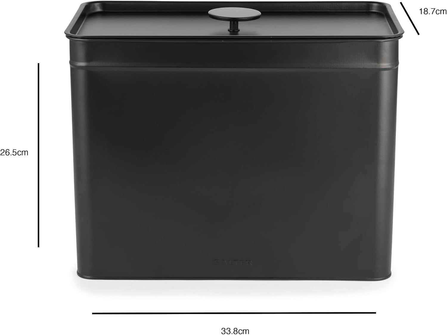 Salter BW12614EU7 Kuro sada úložných boxů – 4 kuchyňské dózy Organizérové boxy na chléb/čaj/kávu/cukr Snadné čištění Uchovávejte potraviny čerstvé Černé boxy na potraviny Naty Shop