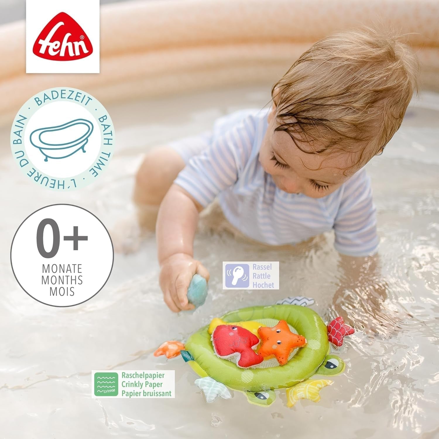 Síťka do vany Fehn Frog - Hračka do vany pro miminko - Plovoucí hračka do vody pro radostnou zábavu z koupele - Hračka do vany pro miminka a batolata od 0+ měsíců Baby Toys Naty Shop