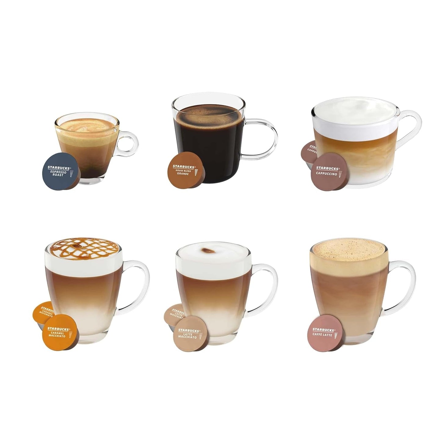STARBUCKS Probierset, Mixed Cup Variety Pack od Nescafé Dolce Gusto Kaffeekapseln 6 x 12 (72 kapsel) – Exklusiv bei Amazon
