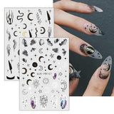 Jmeowio Nagelsticker Mond Stern Sonne 9 Blatt Nail Art Sticker Selbtklebend Nagelaufkleber Bunte Dekoration Nageldesign Zubehör