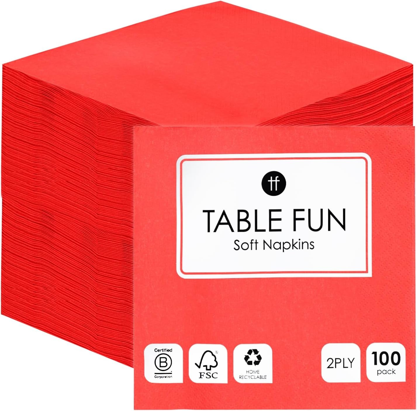Table Kind 100 bílých měkkých ubrousků ve velkém, vysoce kvalitní ubrousky pro párty, catering a každodenní použití, FSC, udržitelné a recyklovatelné, vyrobené v EU | 2vrstvý | 33 cm
