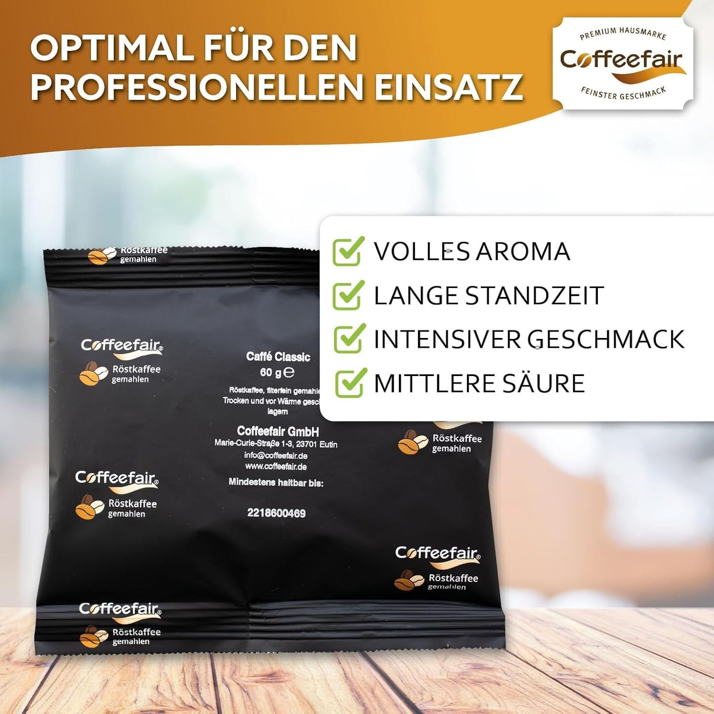 Filtrovaná káva Coffeefair Caffe Classic 80 x 60 g Mletá káva, gastro kvalita, lehce pražená, vyvážená a plná, pro espressa s filtrovanou kávou