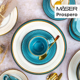 Kávový set Prospero Premium pro 4 osoby, kvalita restaurace, 12dílný moderní kávový servis v jedinečném stylu vintage, odolný porcelán, modrá