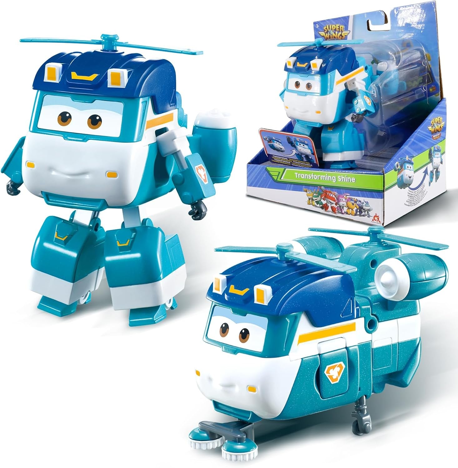 Super Wings 5" transformující postavy 2 balení Transformující přeplňovaný Jett + Tino Transformer pro chlapce a dívky Věk 3+ Červené akční figurky Naty Shop Glitter