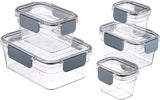 Amazon Basics Tritan Keep-Fresh dóza s uzávěrem, 11-balení, (11 boxů + 11 víček), průhledné boxy na potraviny Naty Shop Pack 10