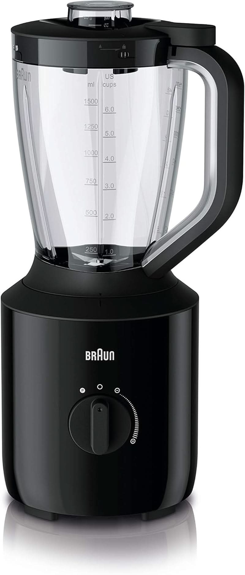 Braun Powerblend 3 JB 3150 BK stojanový mixér - 1,5 l Glas-Mixaufsatz, Küchenhelfer Zum Zerkleinern, Pürieren & Mixen, 800 Watt, Schwarz Kuchyně Naty Shop Schwarz Single