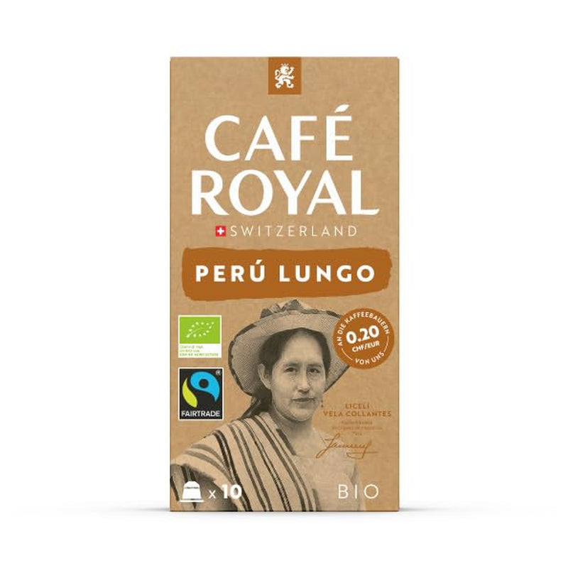 Café Royal Peru Lungo Bio – Kaffeekapseln kompatibilní s Nespresso®, 100% Arabica z Peru, krémová, Intensität 5/12, Fairtrade, 100 Kapseln