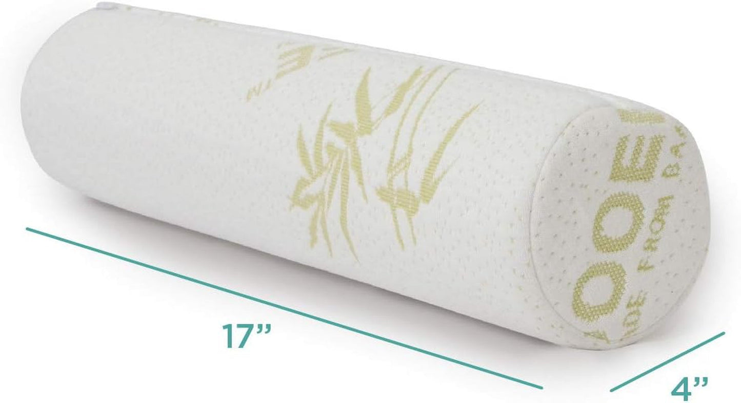 Milliard Visco pěnová roláda na krk s omyvatelným potahem, certifikace Oeko-Tex, střední tvrdost, 10X43 cm, ideální pro alergiky, cestovní polštář, polštář s kulatým výstřihem, polohovací válec, kolená, krční ortopedické polštáře Naty Shop