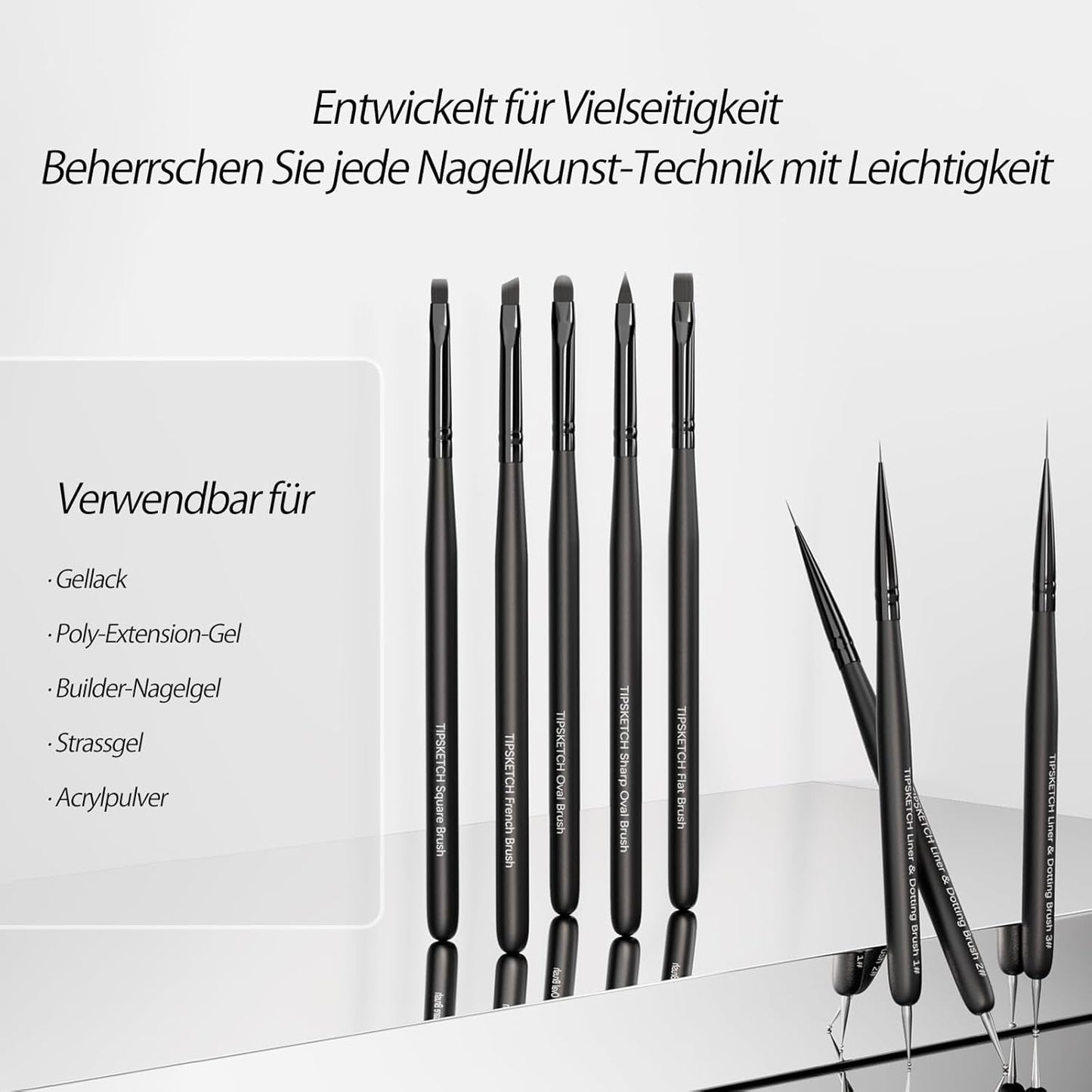 Nagel Pinsel 8 Stück Pinsel Für Gelnägel, Nageldesign Gel Pinsel Dotting Painting Line Pen Für Nagelack Gel Acryl Nagel Pinsel Nailart Kit Acryl Pinsel Finener Nägel Selber Machen