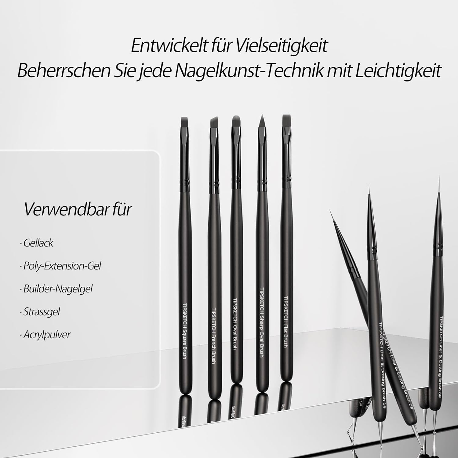 Nagel Pinsel 8 Stück Pinsel Für Gelnägel, Nageldesign Gel Pinsel Dotting Painting Line Pen Für Nagelack Gel Acryl Nagel Pinsel Nailart Kit Acryl Pinsel Finener Nägel Selber Machen