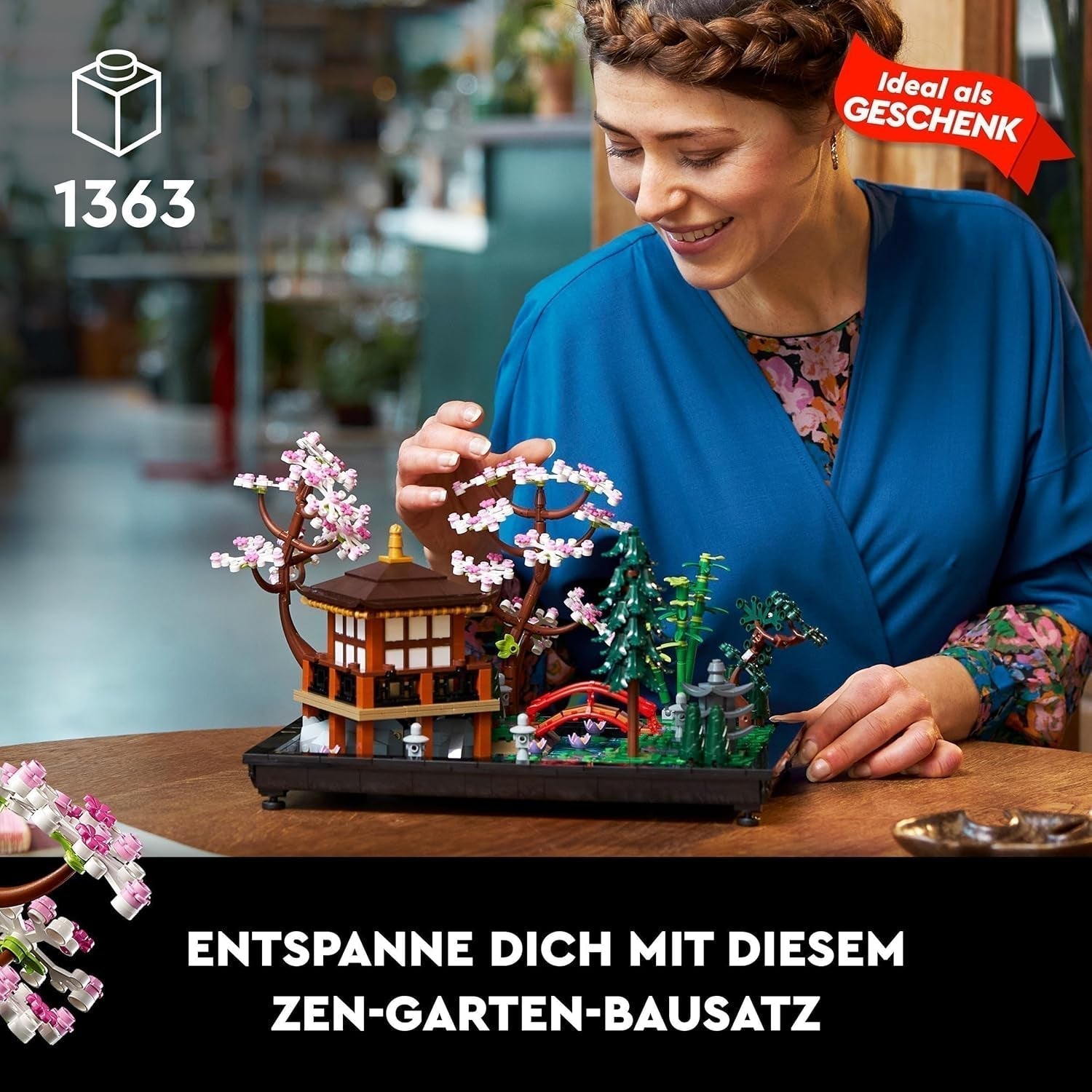 Lego Icons Garden Of Silence - Sada botanické zahrady Zen pro dospělé s lotosovými květy - Přizpůsobitelná dekorace na stůl inspirovaná Japonskem - Dárek pro ženy a muže 10315 Stavebnice Besuche den LEGO-Store